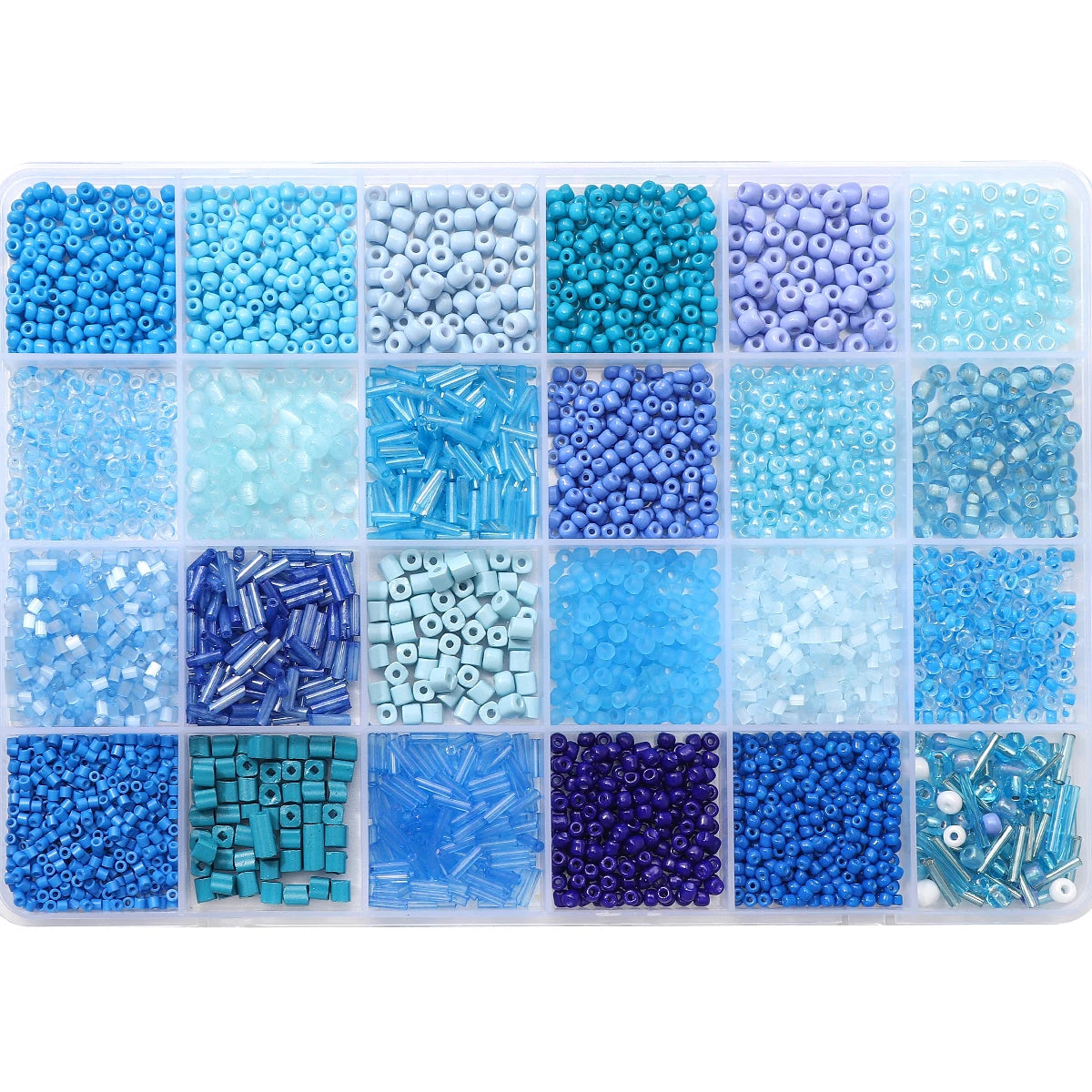 4300pcs 24-Grid Multi-Size Glass Seed Rice Beads Set for DIY Bracelet Necklace Earrings Jewelry Making Beading Supplies