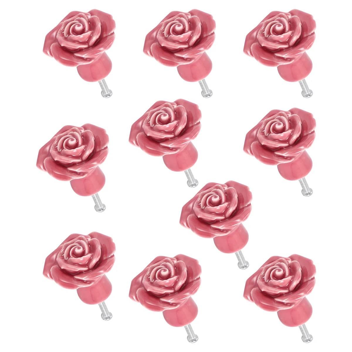 10 Pcs Ceramic Vintage Floral Rose Flower Door Knobs Handle Drawer