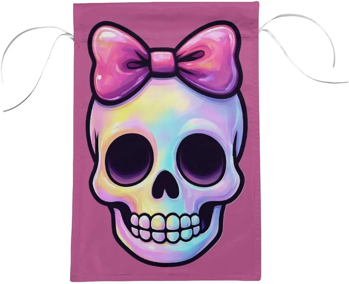 Pink Skull Bow Garden Flags Small Flag for Outside Polyester Double Sided Seasonal Welcome Yard Lawn Decor 12x18 Inch WWP zzo