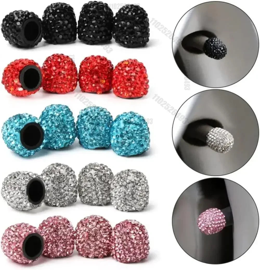 2/4PCS Diamond Car Tire Valve Caps Shining Dust-proof Wheel Valve Cover Vehicle Bling Crystal Valve Cap Car Styling Accessories