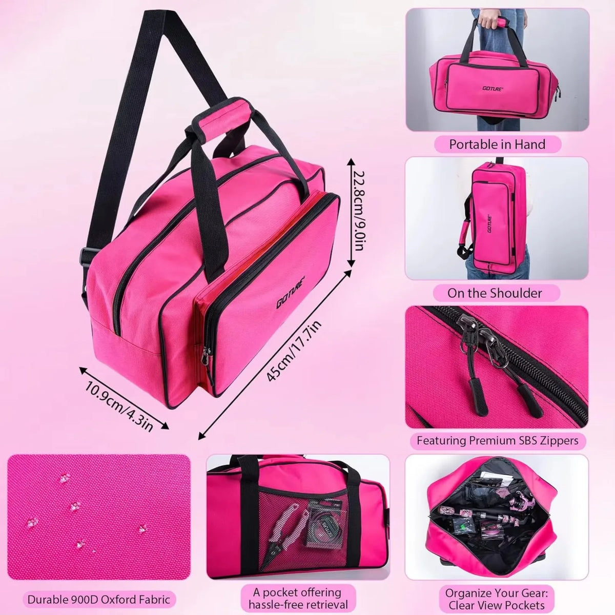 Pink Fishing Rod and Reel Combo, All-in-One Fishing Kit