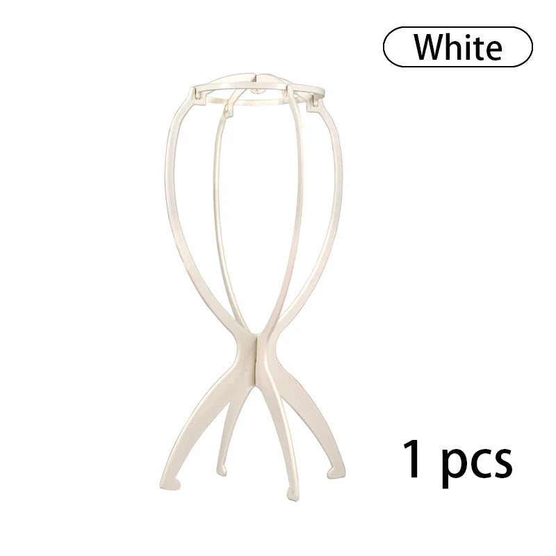 1Pcs Wig Stand Plastic Hat Display Wig Head Holders 17x36Cm Mannequin Stand Portable Folding Wig Stand Pink Hair Display Tools