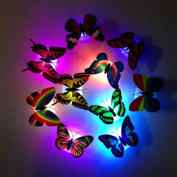 Butterfly Wall Light Lucky 3D LED Butterfly Night Light Sticker Single Double Wall Light Garden Backyard Lawn Festival Party
