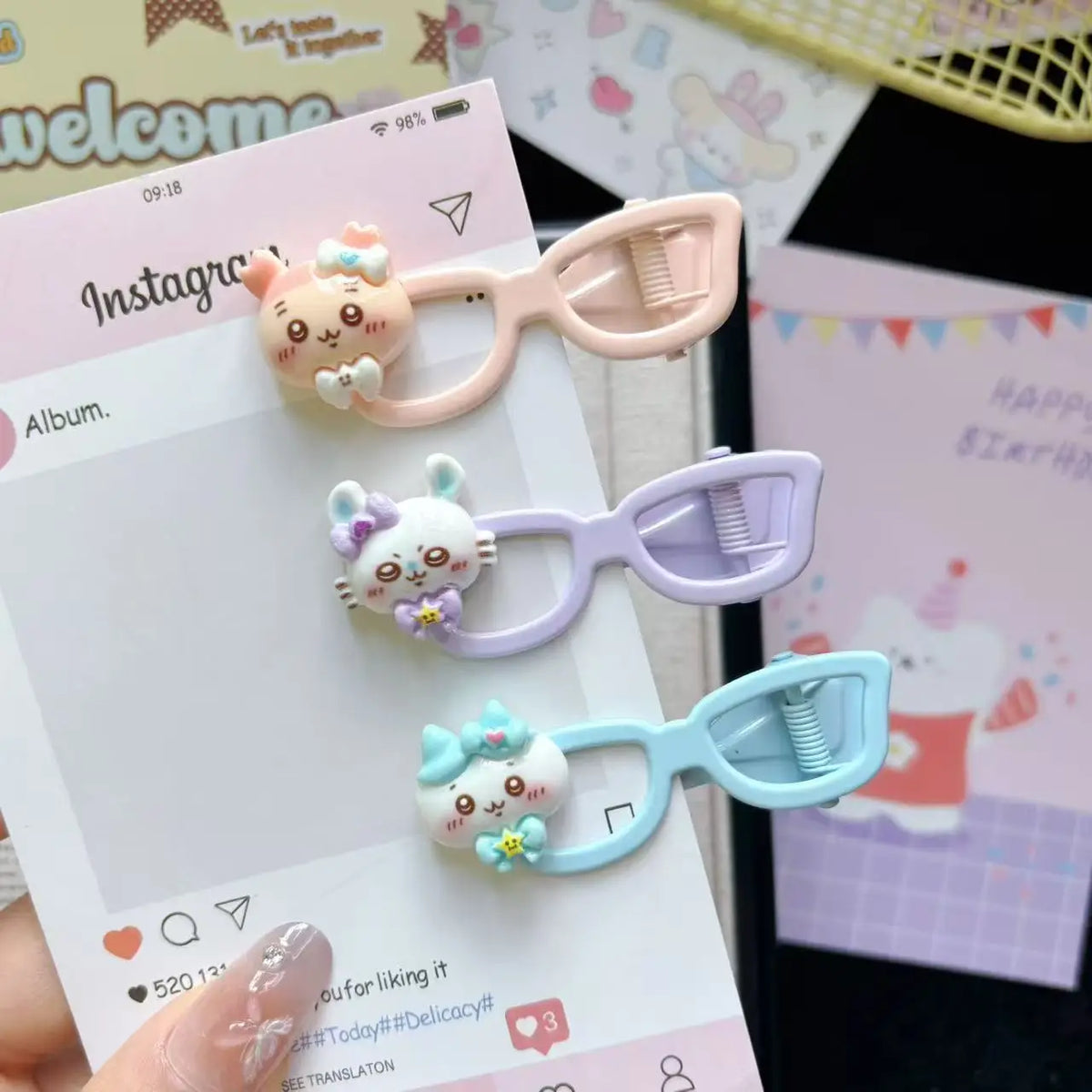 Ji Yi Ka Wa Cartoon Cute Little Eight Glasses Hairpin Hair Clip Sweet Girly Bang Clip Ins Girls' Hair Accessories