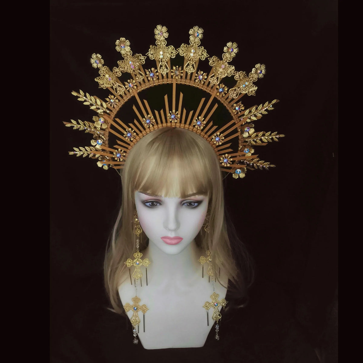 DIY Zip Tie Boho Wedding Bridal Sun Halo Met Gala Festival Headband Goddess Crown Gold Crown Headpiece  Non-finished products
