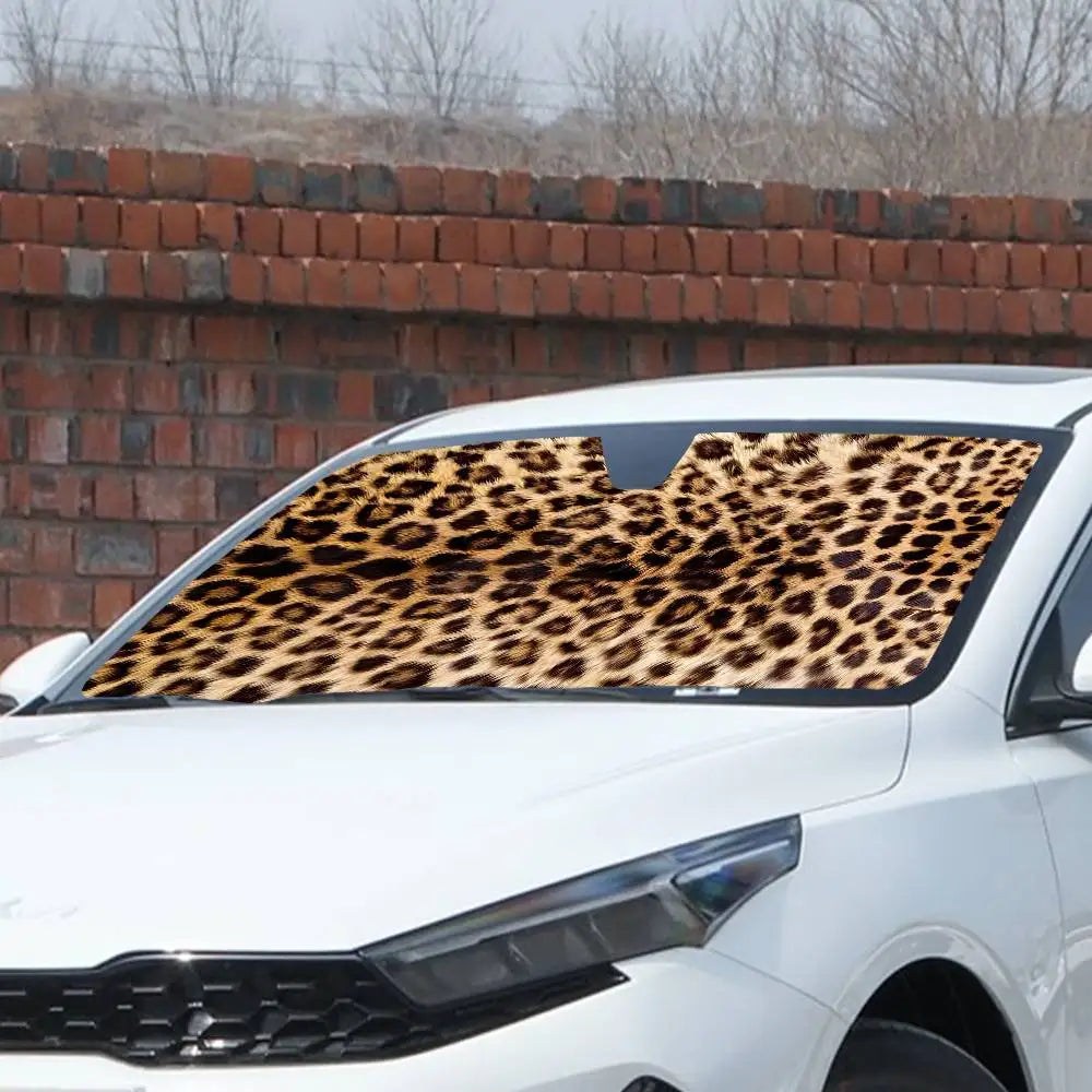 Animal Fur (Leopard Print) Car Sun Shade Windshield Cover
