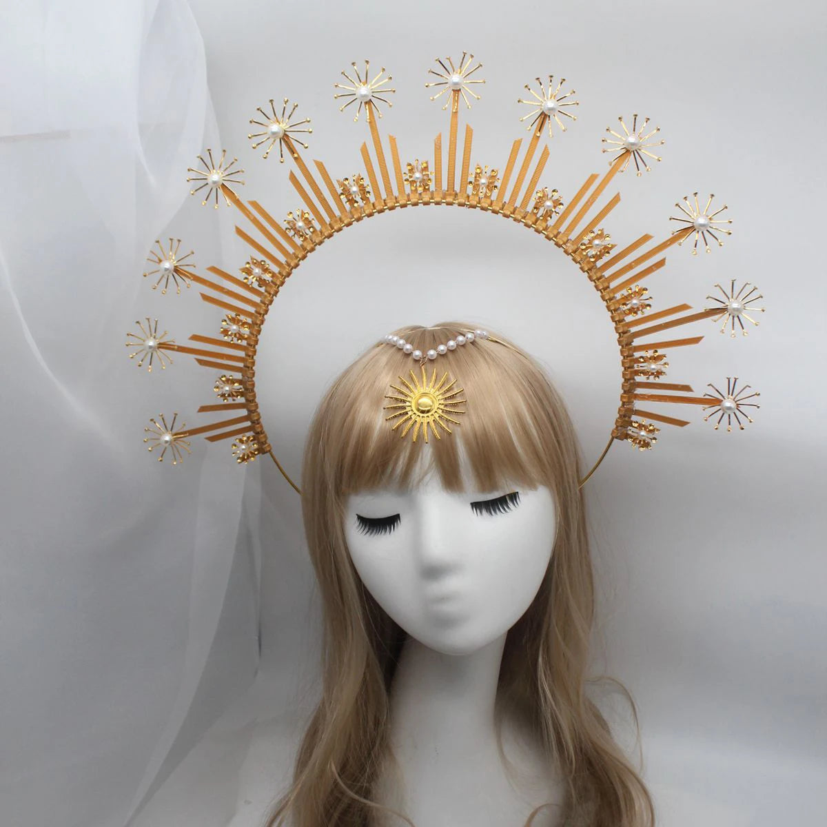 Sunburst Celestial Headband Star Sun Halo Goddess Crown Gold Halo Headpiece For Parties Birthdays Wedding Maternity Photoshot