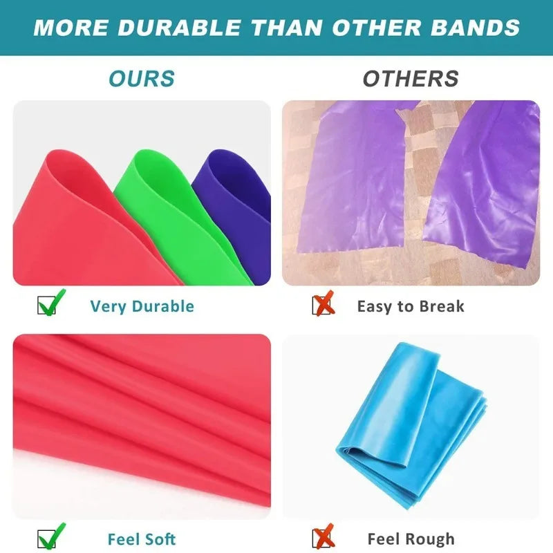 Natural Latex Resistance Bands, Elastic Workout Exercise Bands for Yoga Pilates Home Gym Fitness Training