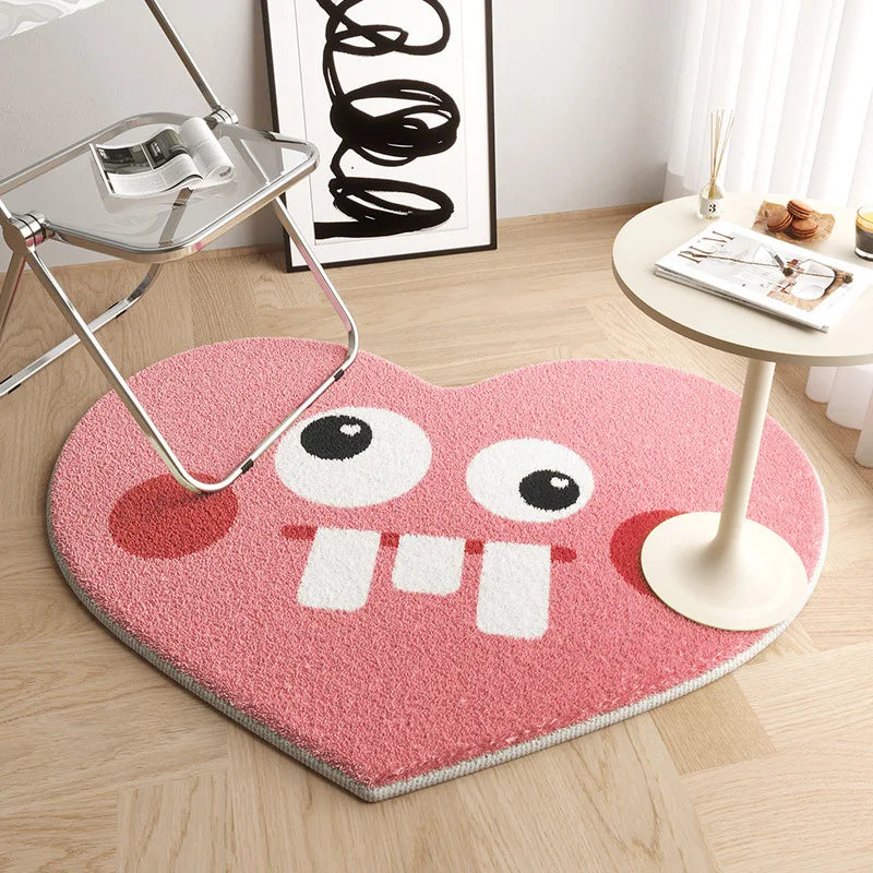 VIKAMA Cute Imitation Cashmere Love Carpet Non-Slip And Dirt Resistant Home Decoration Living Room Bedroom Bedside Foot Mat