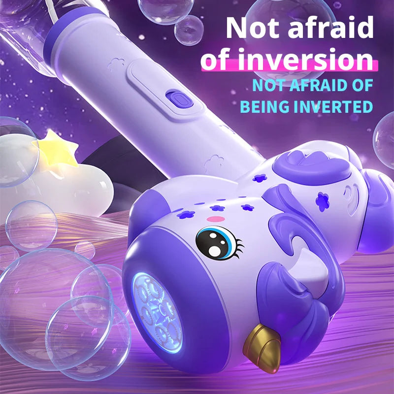 New Unicorn Electric Bubble Gun Automatic Soap Blower With Light Summer Outdoor Party Games Bubbles Machine For Boys Girls Gift