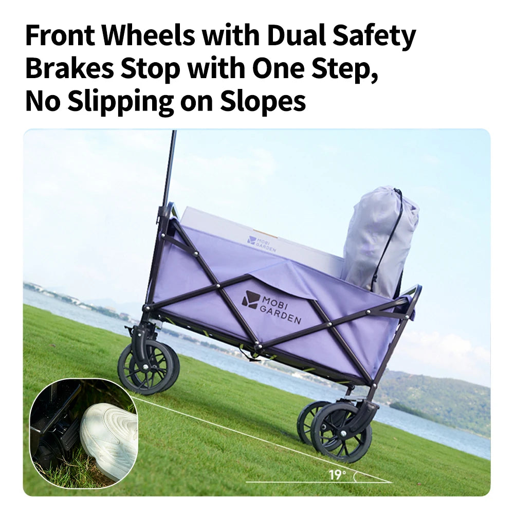 Mobi Garden Foldable Four-Wheel Portable Wagon Special Purpose for Camping Vehicles and Camp Carts