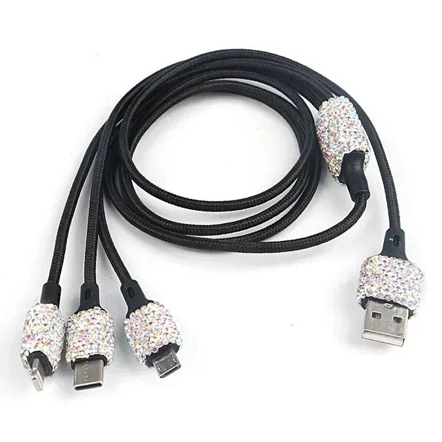 Rhinestone Car Charger 5V 2.1A Dual USB Port Fast Adapter Pink Car Decor Car Styling Diamond Car Accessories Interior for Woman