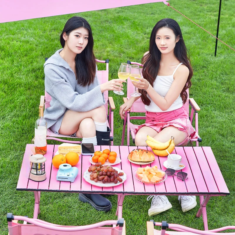 Outdoor camping pink tables and chairs Kermit folding ultra-light supplies equipment leisure