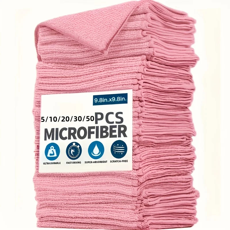1-50Pcs Light Pink Microfiber Kitchen Towels Super Absorbent Soft Durable Cleaning Cloths Glass Countertops Pans Bowls Faucets