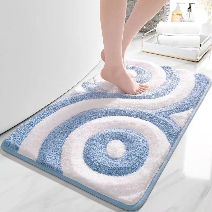 VIKAMA Spiral Pattern Pink Non-Slip Bath Mat Soft, Absorbent, Machine Washable Fresh Nordic Style Bathroom Mat Home Decor