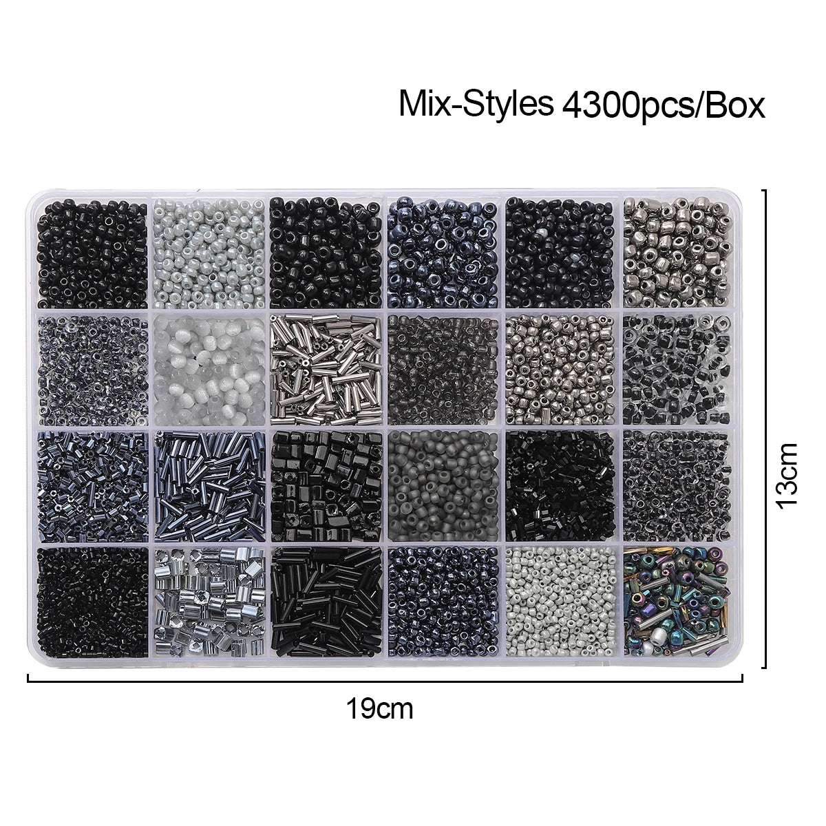 4300pcs 24-Grid Multi-Size Glass Seed Rice Beads Set for DIY Bracelet Necklace Earrings Jewelry Making Beading Supplies