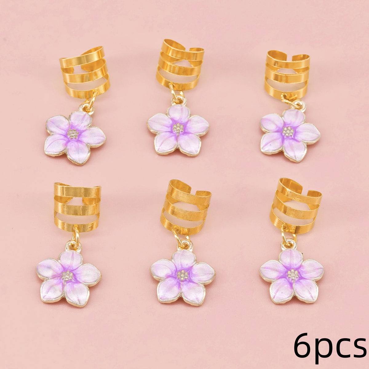 6pcs Flower Decor Hair Clip, Dreadlocks Beads Hair Braid Rings Clips Dread  Decoration/Accessories Jewelry Music festival