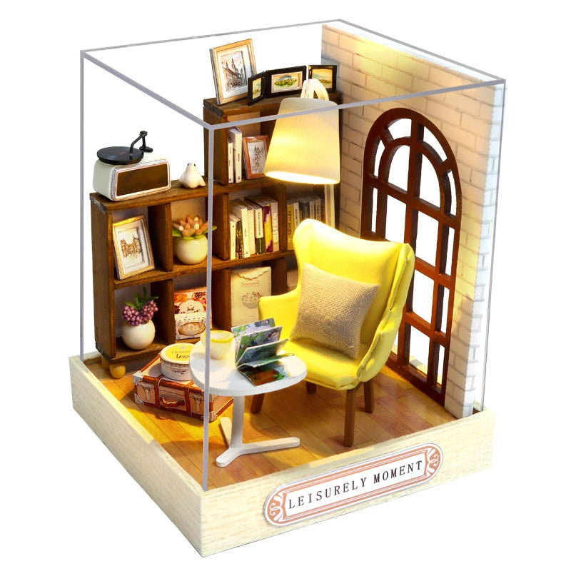DIY Wooden Miniature Model Kit Japanese Cherry Blossoms Noodles Shop Casa 3D Puzzle Villa Dollhouse With Furniture Friends Gifts