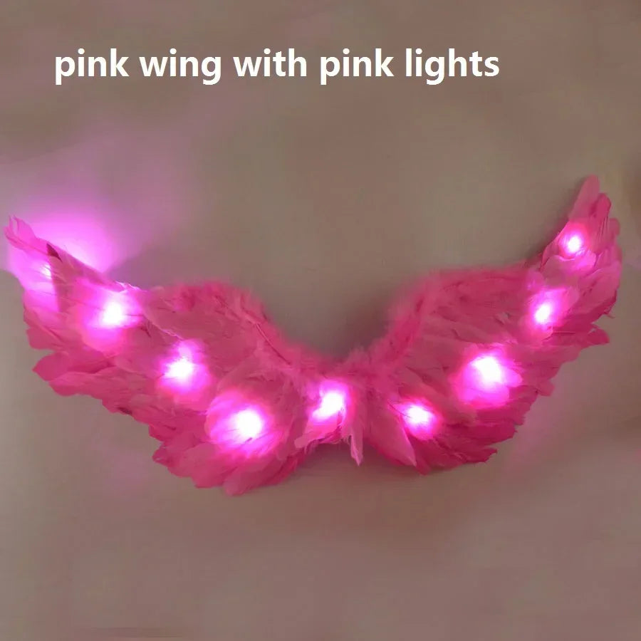Princess Women Kids Glow Light Angel Feather Wing Fairy Girls Props Party Costume Wedding Decoration Christmas  Halloween