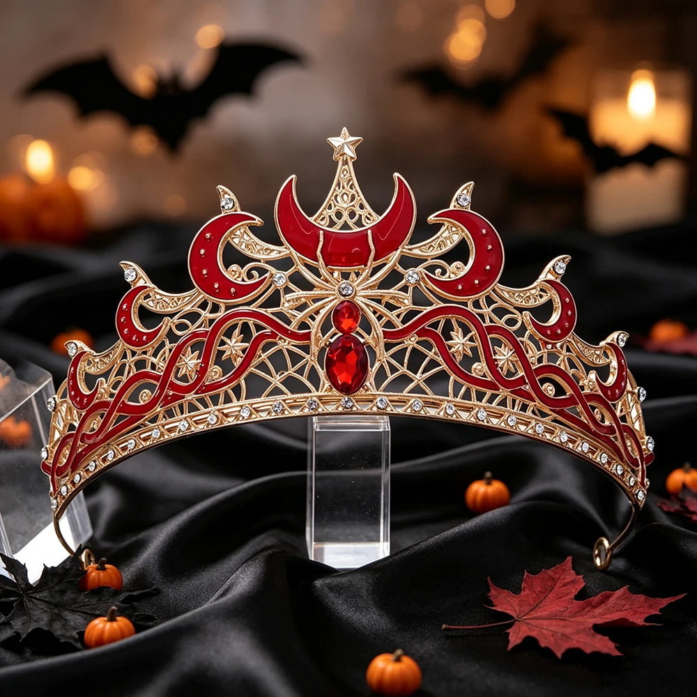 Punk Style Creative Moon Spider Crown