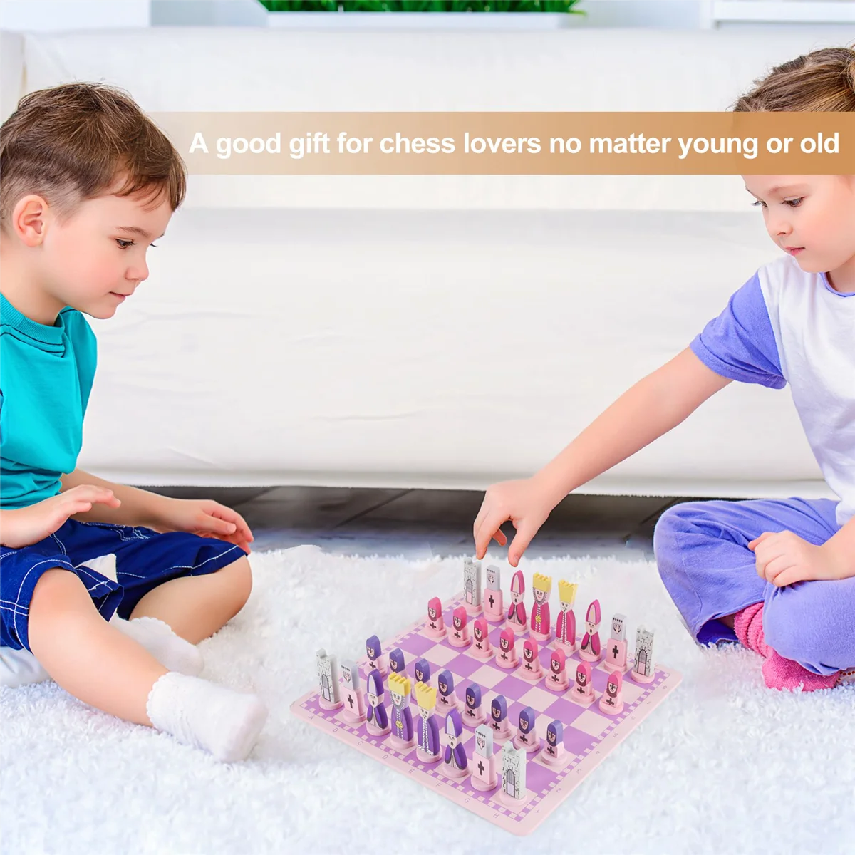 Travel Chess Set with Chess Board Educational Toys for Kids and Adults Pink