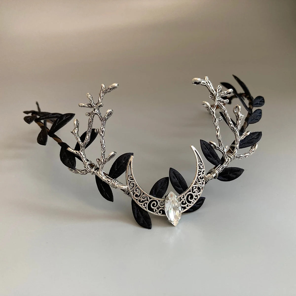 Moon Woodland Tiara Branches Deer Elven Headpiece Festival Boho Tiara Wedding Bride Fairy Costume Circlet Renaissance