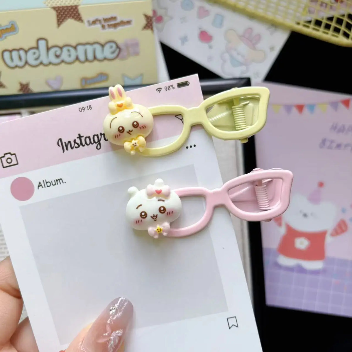 Ji Yi Ka Wa Cartoon Cute Little Eight Glasses Hairpin Hair Clip Sweet Girly Bang Clip Ins Girls' Hair Accessories