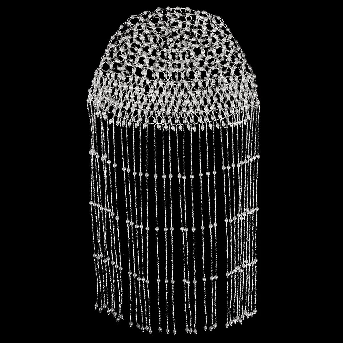 Luxury Pearls Beaded Headwrap for Women Full Tassel Headpiece 1920s Gatsby Flapper Cap Bridal Headband Wedding Hair Accessories