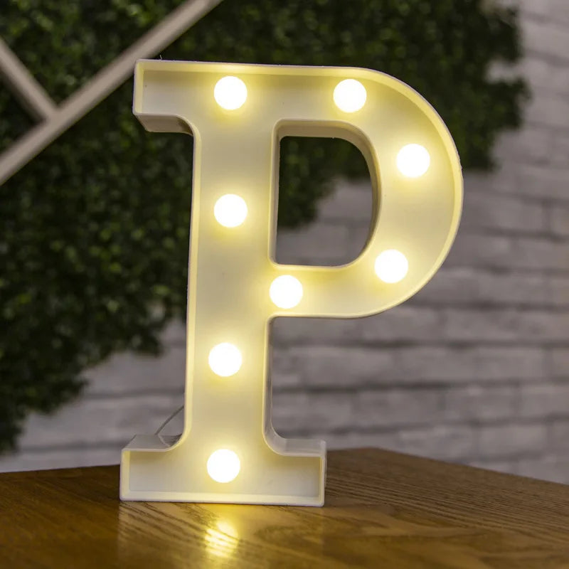 Alphabet Letter LED Lights Luminous Number Lamp Battery Warm Night Light for Home Wedding Birthday Christmas Party Decoration