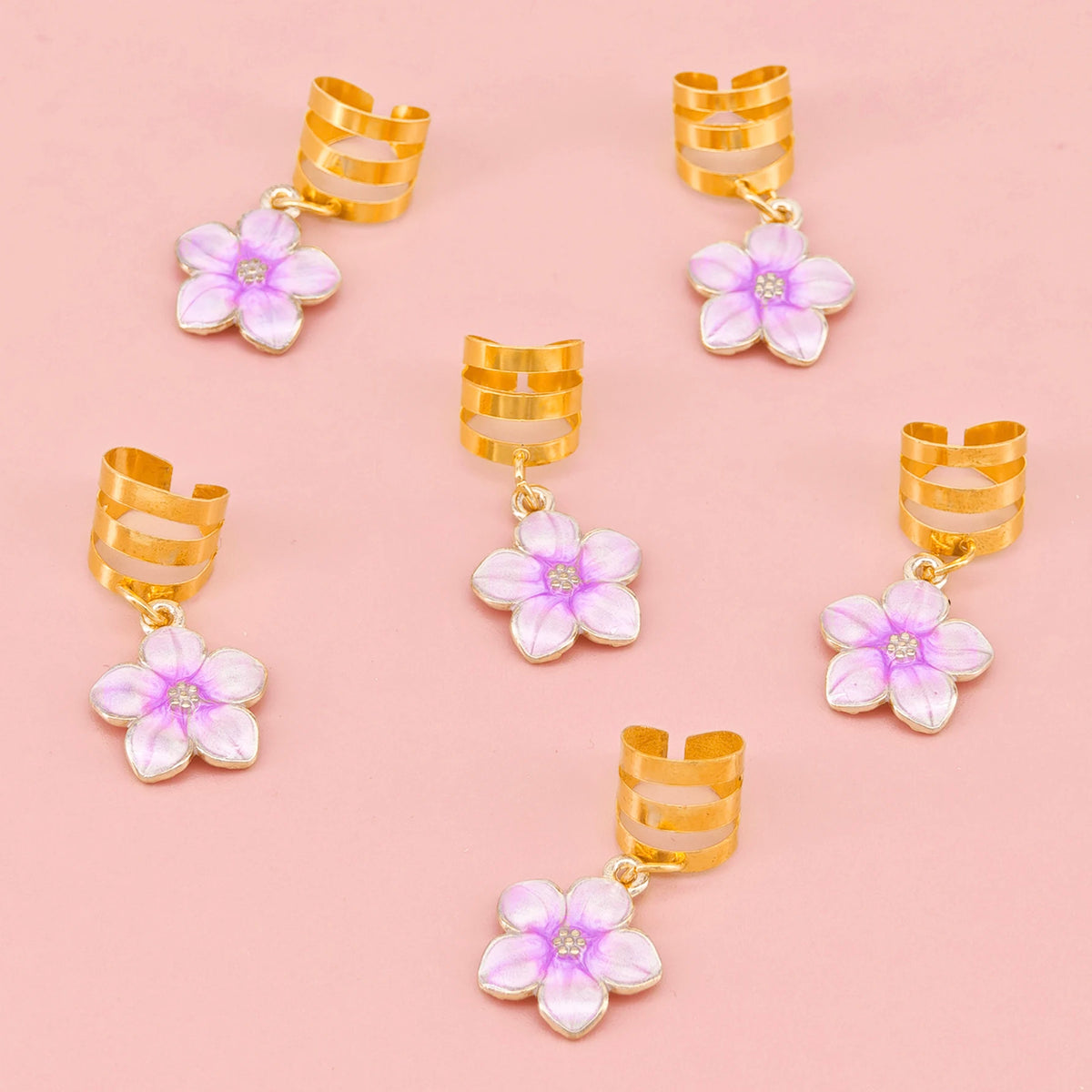 6pcs Flower Decor Hair Clip, Dreadlocks Beads Hair Braid Rings Clips Dread  Decoration/Accessories Jewelry Music festival