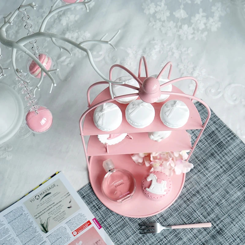 Bird Cage Shape Wrought Iron Snack Cake Rack, Pink Wedding Dessert Table Props Cake Display Stand