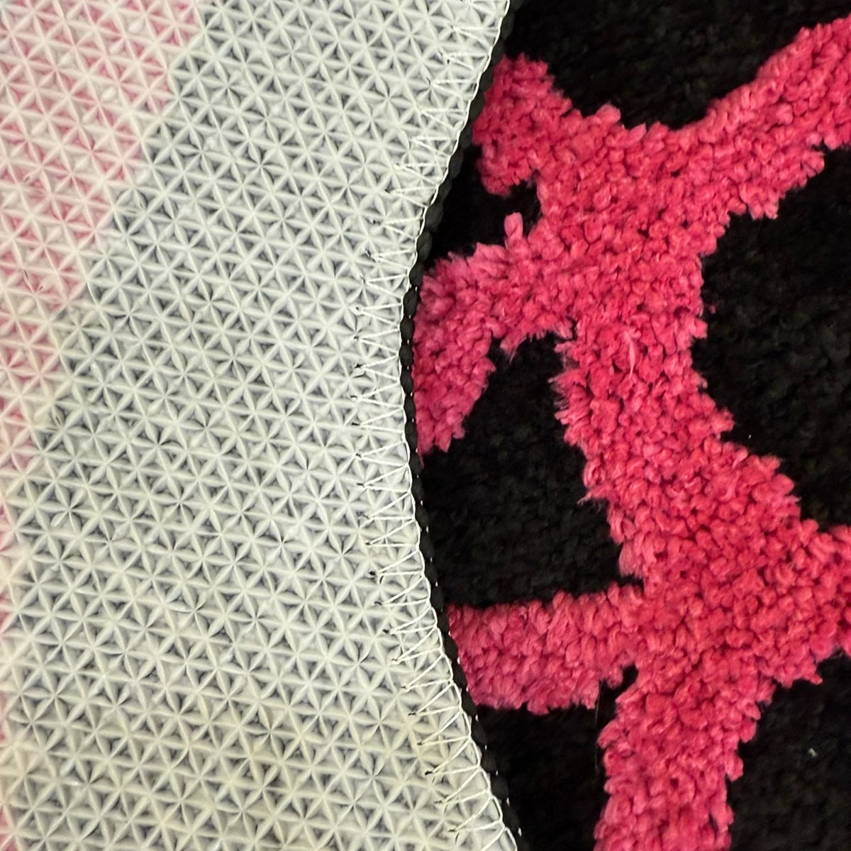 Heart Shaped Spider Web Tufted Rug, Pink Web Pattern Black Background Flocking Floor Mat, Anti-Slip Irregular Carpet for Gothic