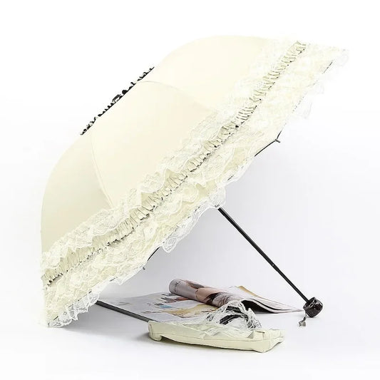 Vintage Lace Parasol Foldable Umbrella Rain Anti-UV Protection Sunblock