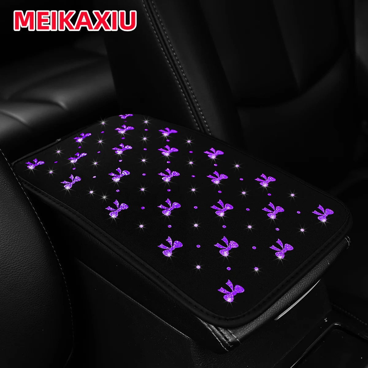 1 beautiful little bow glitter Blingbling Women's car armrest pad center control pad car interior supplies
