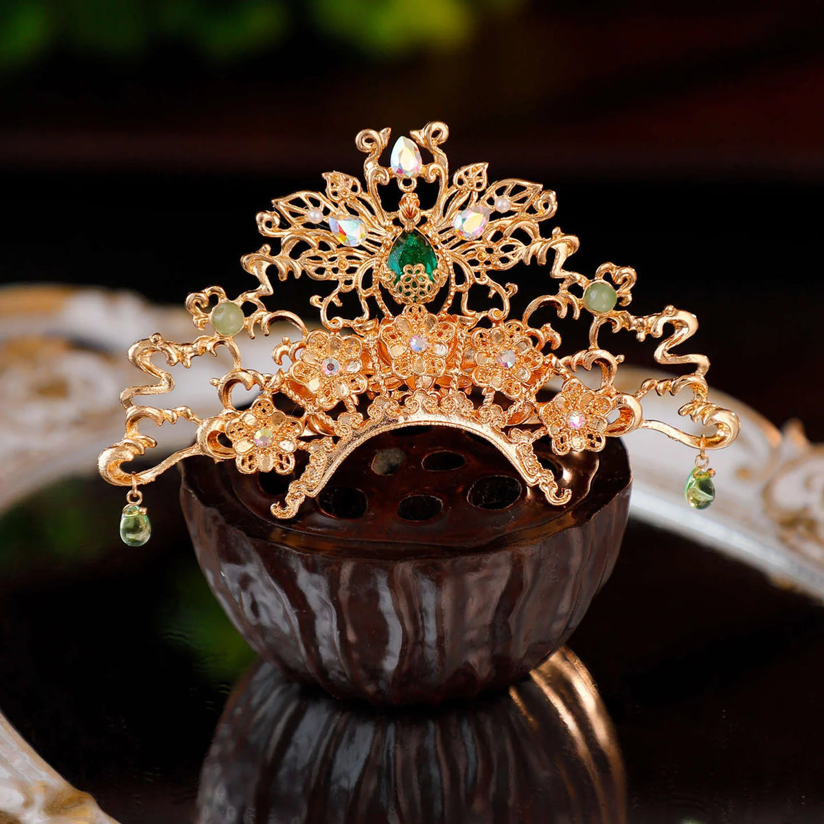 Traditional Chinese Palace Headdress Handmade Alloy Ancient Style Hanfu Hairpin for Women Festival Wedding and Stage Wear