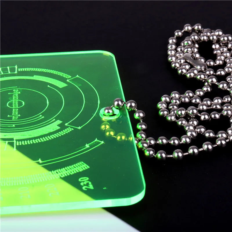 KUGUYS Futuristic Hacker Pendant Necklace for Women Acrylic Neon Green Pink Jewelry Chain Length 50cm/60cm/70cm