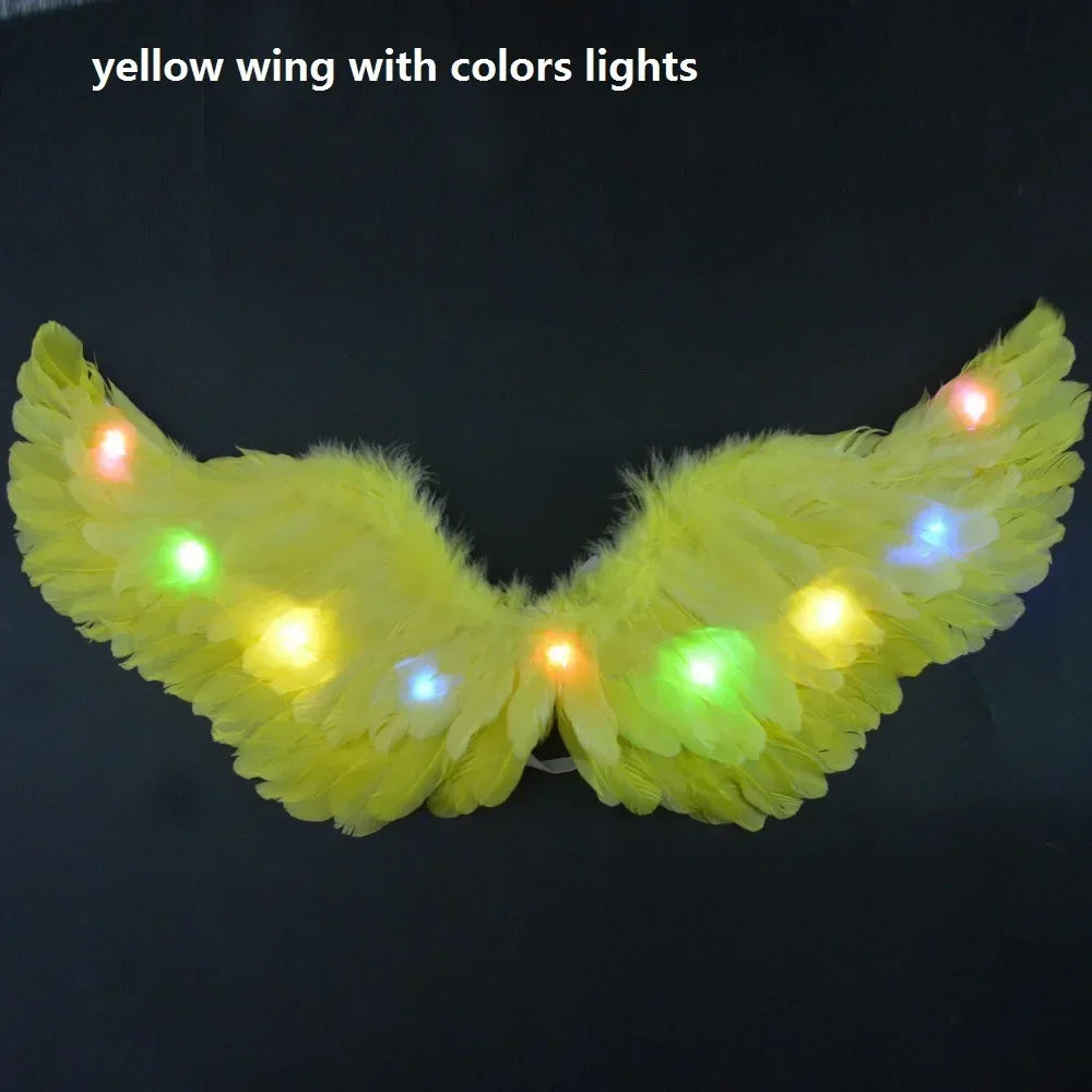 Princess Women Kids Glow Light Angel Feather Wing Fairy Girls Props Party Costume Wedding Decoration Christmas  Halloween