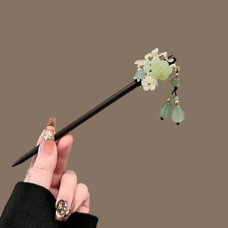 Antique Wooden Hairpin Women's Elegant Hair Stick New Chinese Style Simple Cheongsam Hairpin Headwear Jewelry Hair Accessories