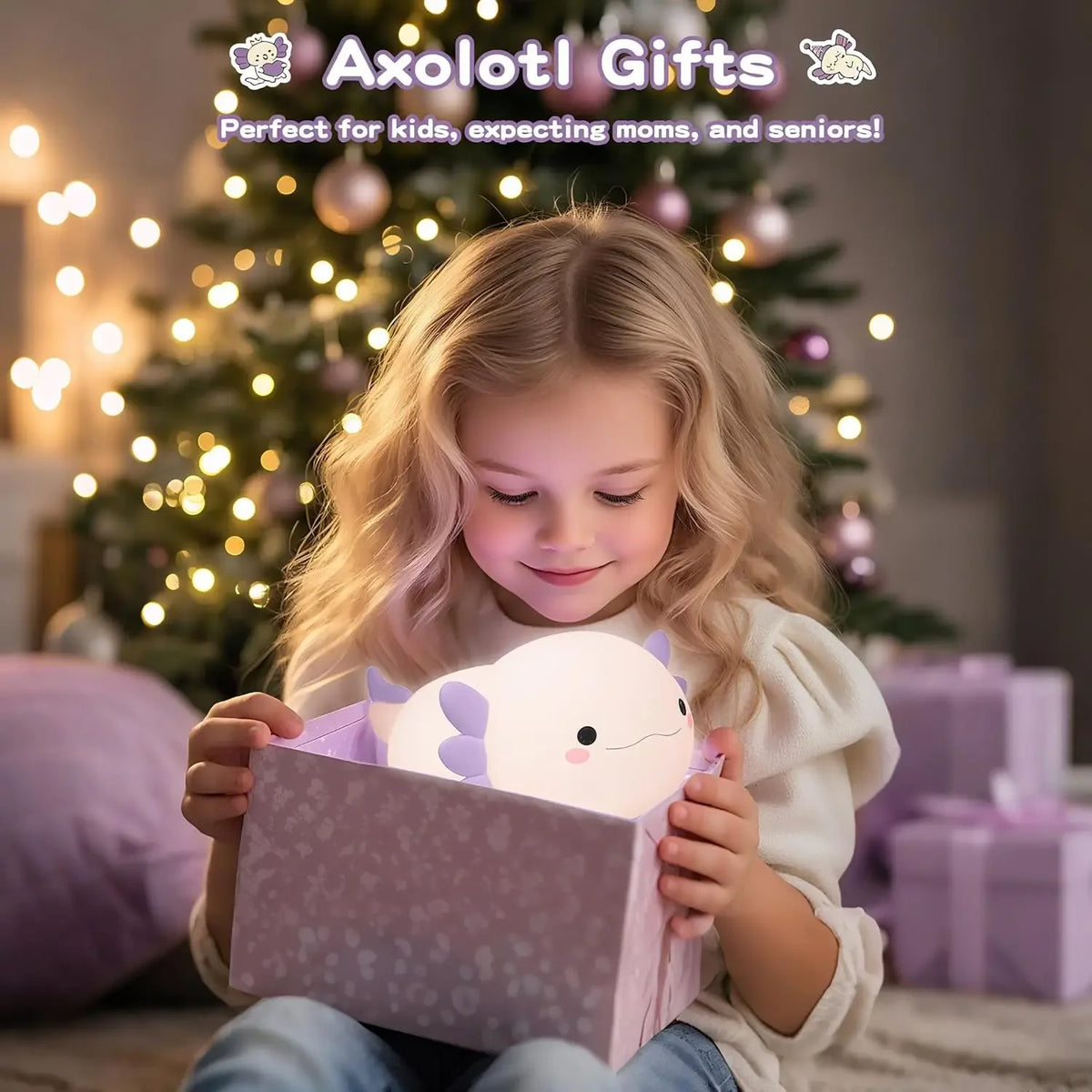 Cute Purple Axolotl Nightlight
