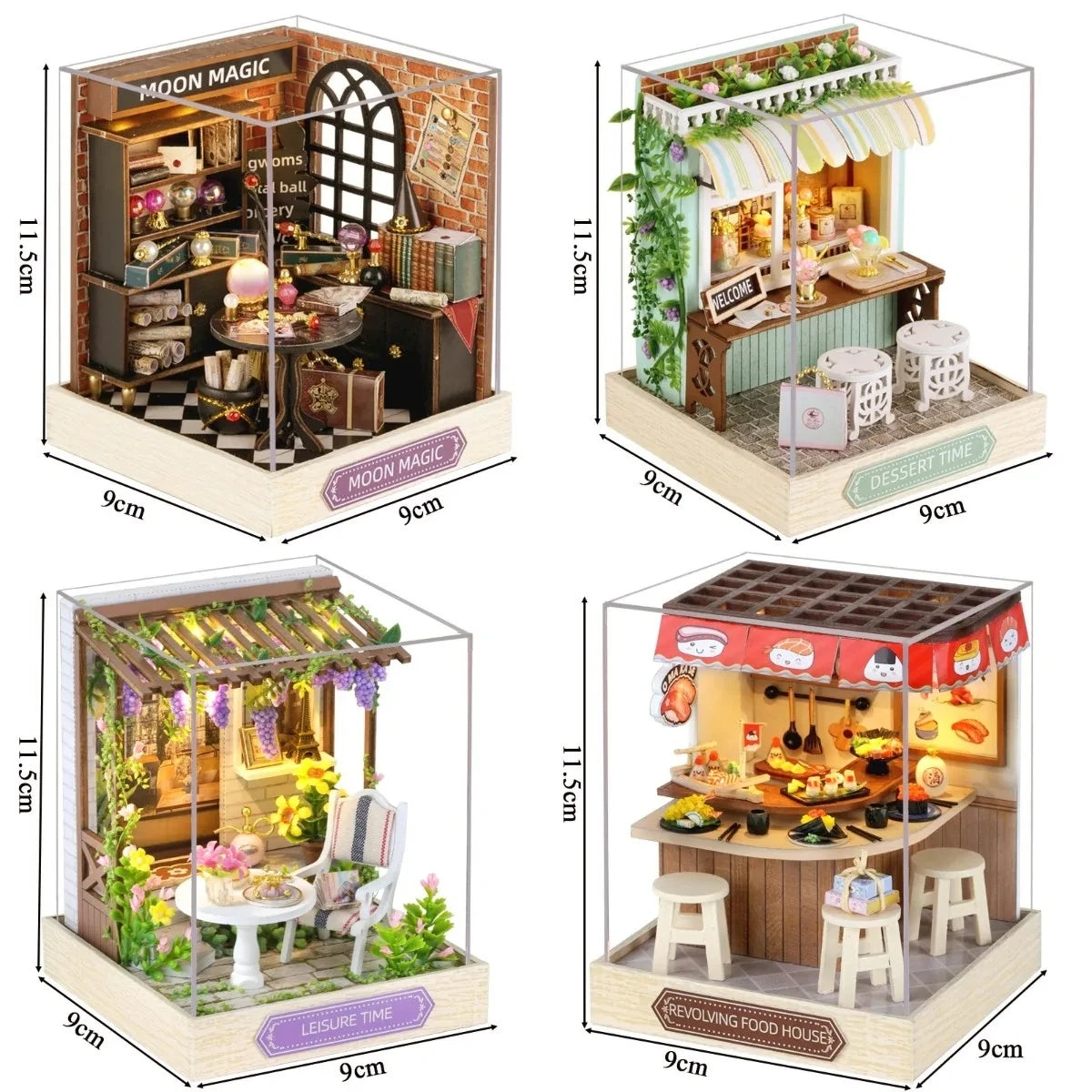 DIY Wooden Miniature Model Kit Japanese Cherry Blossoms Noodles Shop Casa 3D Puzzle Villa Dollhouse With Furniture Friends Gifts