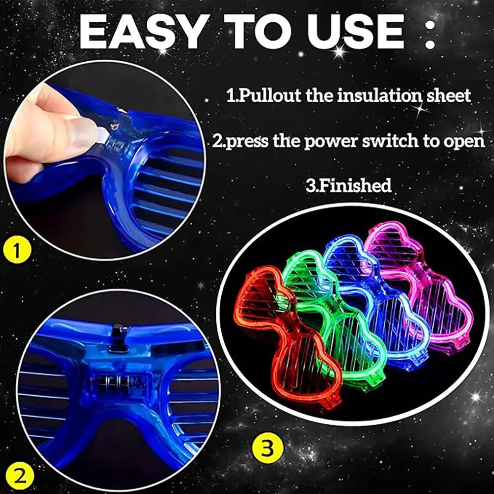 5/10/20/30/50 Bulk Light Up Glasses Heart Shaped LED Glasses Glow In The Dark Party Supplies for Birthday Wedding Party Favors