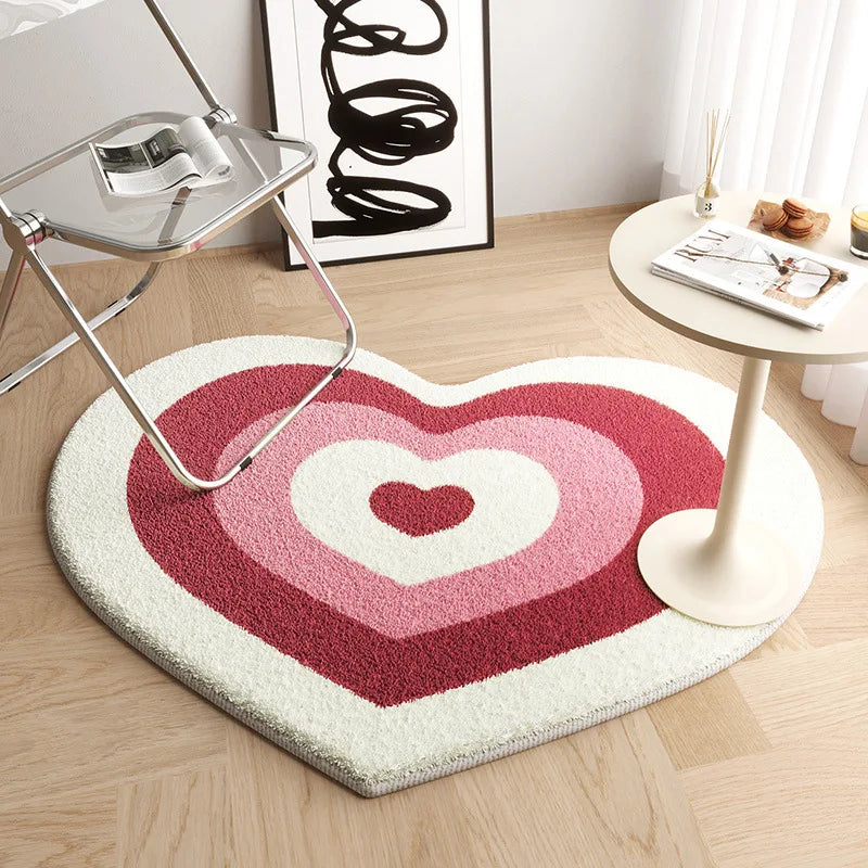 VIKAMA Cute Imitation Cashmere Love Carpet Non-Slip And Dirt Resistant Home Decoration Living Room Bedroom Bedside Foot Mat