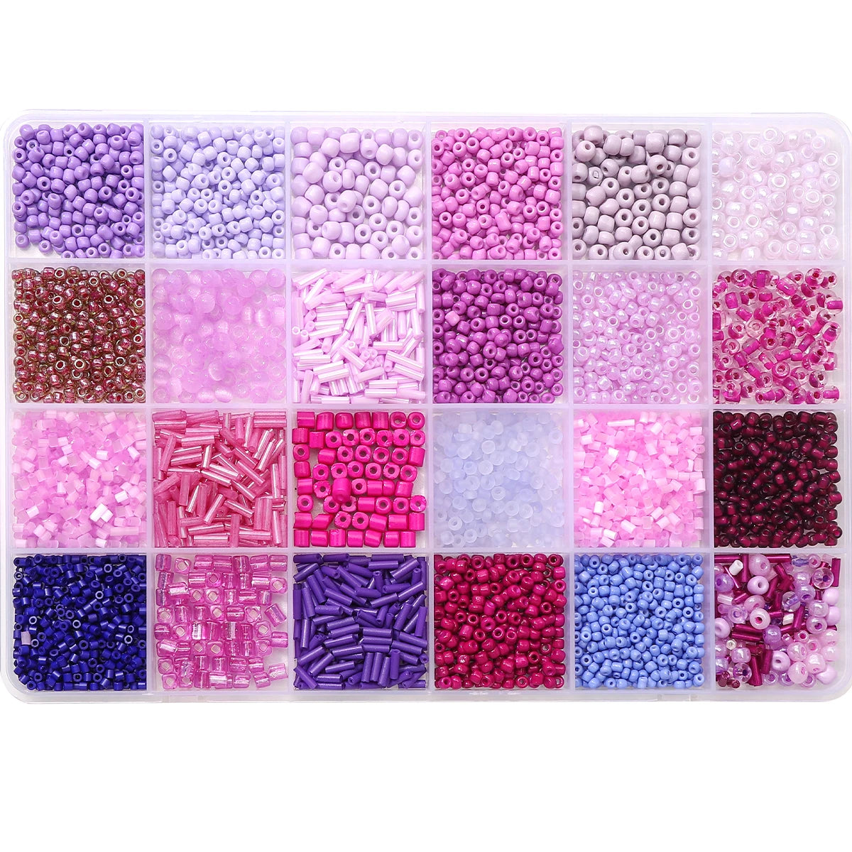 4300pcs 24-Grid Multi-Size Glass Seed Rice Beads Set for DIY Bracelet Necklace Earrings Jewelry Making Beading Supplies
