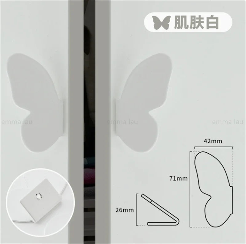 1Pair Iron Furniture Cabinet Door Handle Drawer Knob Pink Butterfly Decor Handles Cupbaord Wardrobe Closet Pulls Diy Room