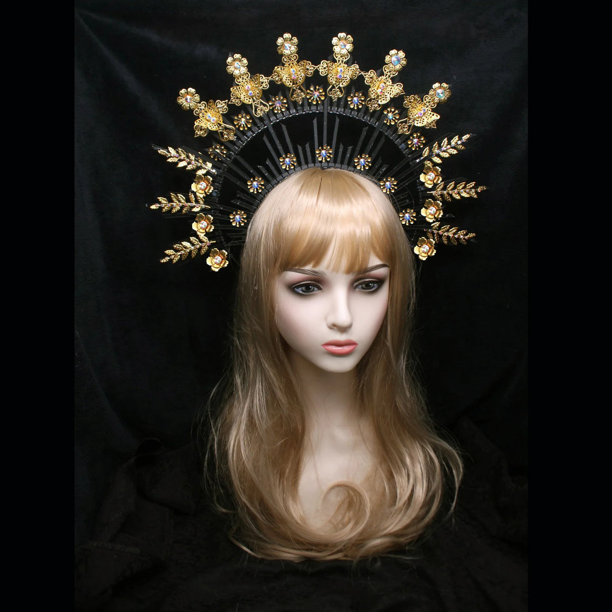 DIY Zip Tie Boho Wedding Bridal Sun Halo Met Gala Festival Headband Goddess Crown Gold Crown Headpiece  Non-finished products