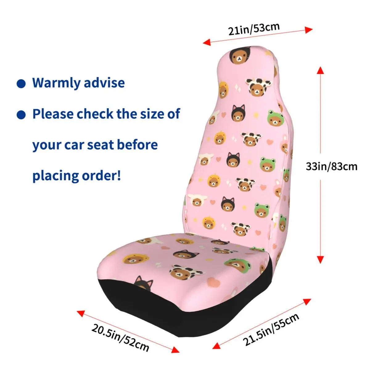 Pink Rilakkumas Zoo Universal Car Seat Covers Fiber Fishing