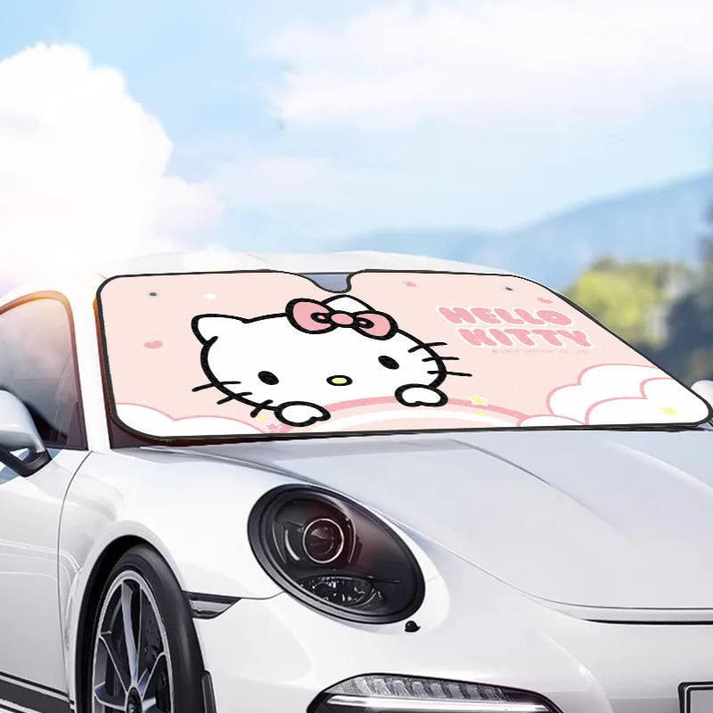 Hello Kitty Car Solar Protection Heated Windshield Sunshade Car Window Windscreen Cover Sun Shade Auto Sun Visor Car-covers