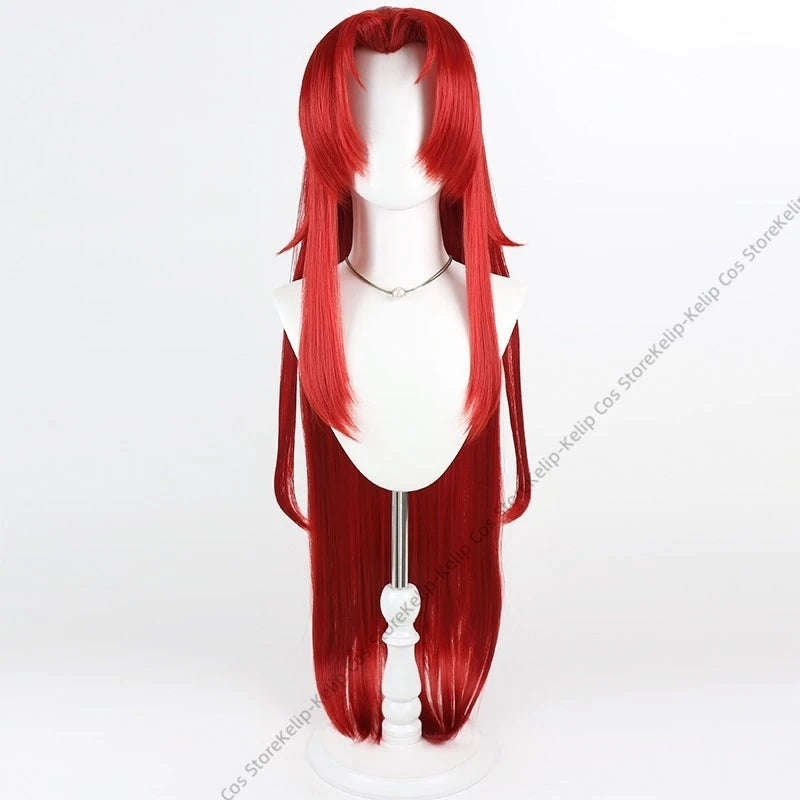 Library of Ruina Kali Cosplay Wig Long Straight Dark Red Hair Widow's Peak Hairline Halloween  Comic Con Costume Accessory
