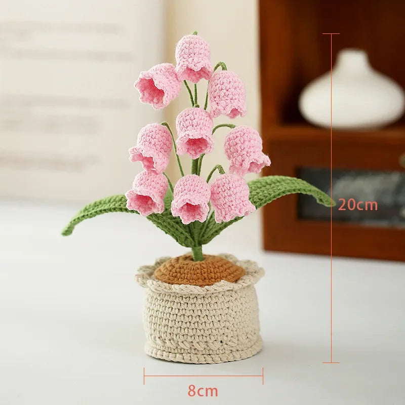 Crocheted Lily Valley Simulated Bonsai Home Decoration