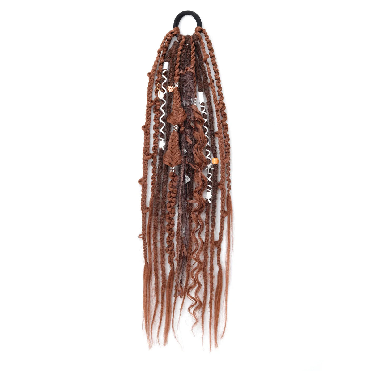 22 Inch Dreadlocks Ponytail Hair Extensions Synthetic Fibers Boho Braided Hairpieces With Beads Festival Cosplay Easy Wear